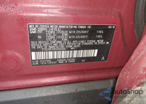 2019 Toyota Rav4 Le z USA, uszkodzony, nr VIN 2T3G1RFV2KC050269